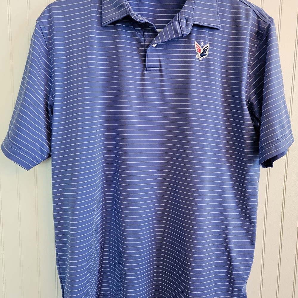 Blue Striped Youth Polo Shirt